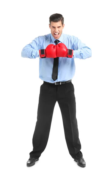 Businessman in boxing gloves — Stock Photo, Image