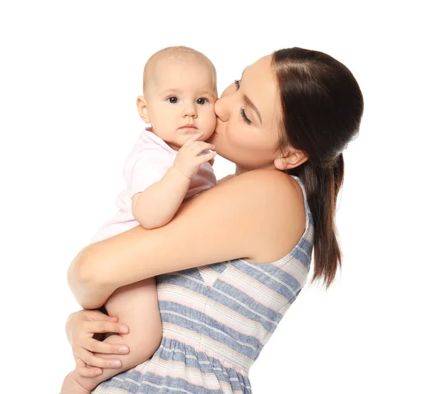 Happy young woman with cute baby — Stock Photo, Image