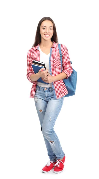 Pretty student on white background — Stock Photo, Image