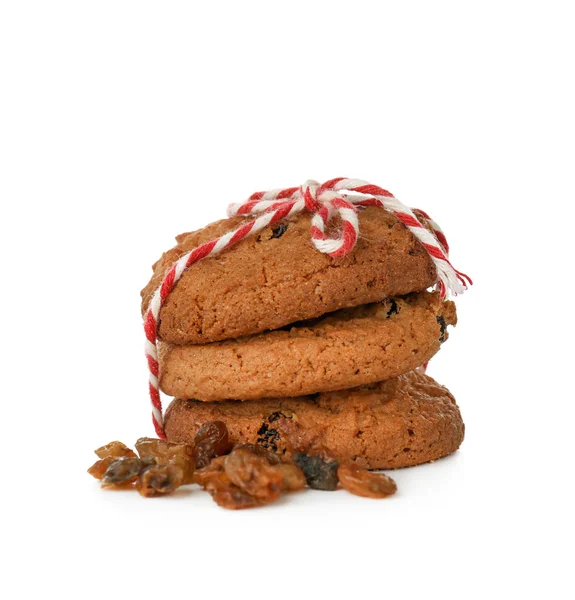 Deliziosi biscotti di farina d'avena con uvetta — Foto Stock