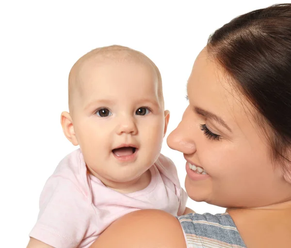 Joyeux jeune femme avec bébé mignon — Photo