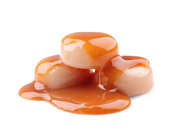 Sweet candies with caramel topping — Stock Photo, Image
