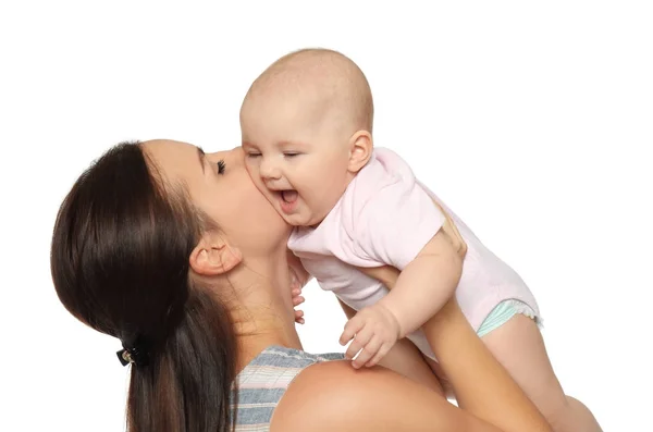 Jovem feliz com bebê bonito — Fotografia de Stock