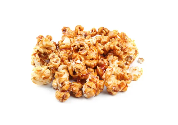 Caramel popcorn on white background — Stock Photo, Image