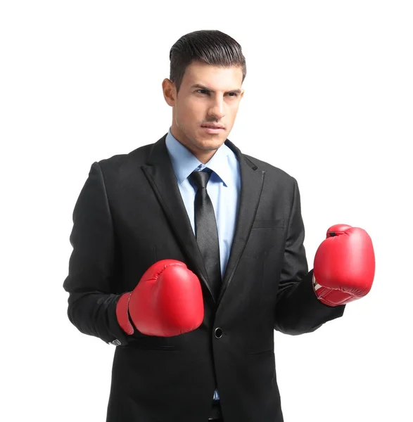 Empresario en guantes de boxeo —  Fotos de Stock
