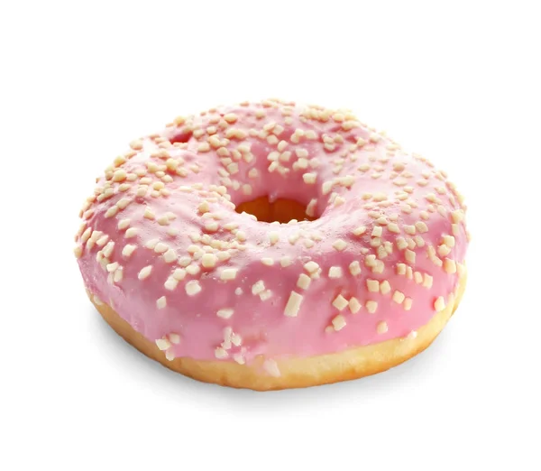 Leckerer Donut auf Weiß — Stockfoto