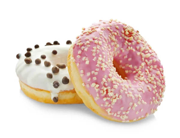 Leckere Donuts auf Weiß — Stockfoto