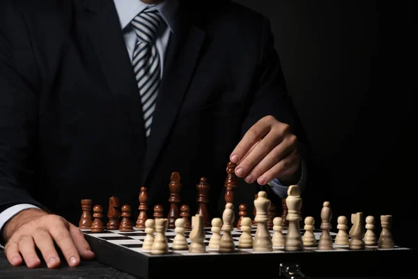 Young man with chess — Stock Photo, Image