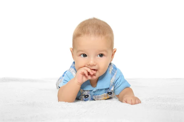 Carino bello bambino su sfondo bianco — Foto Stock