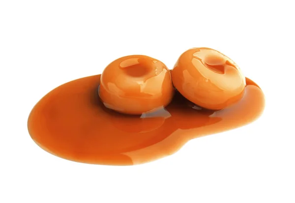 Permen manis dengan topping karamel — Stok Foto