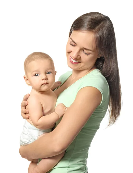 Feliz joven mujer con lindo bebé — Foto de Stock