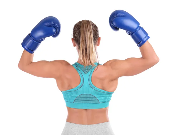 Boxeador femenino en blanco —  Fotos de Stock