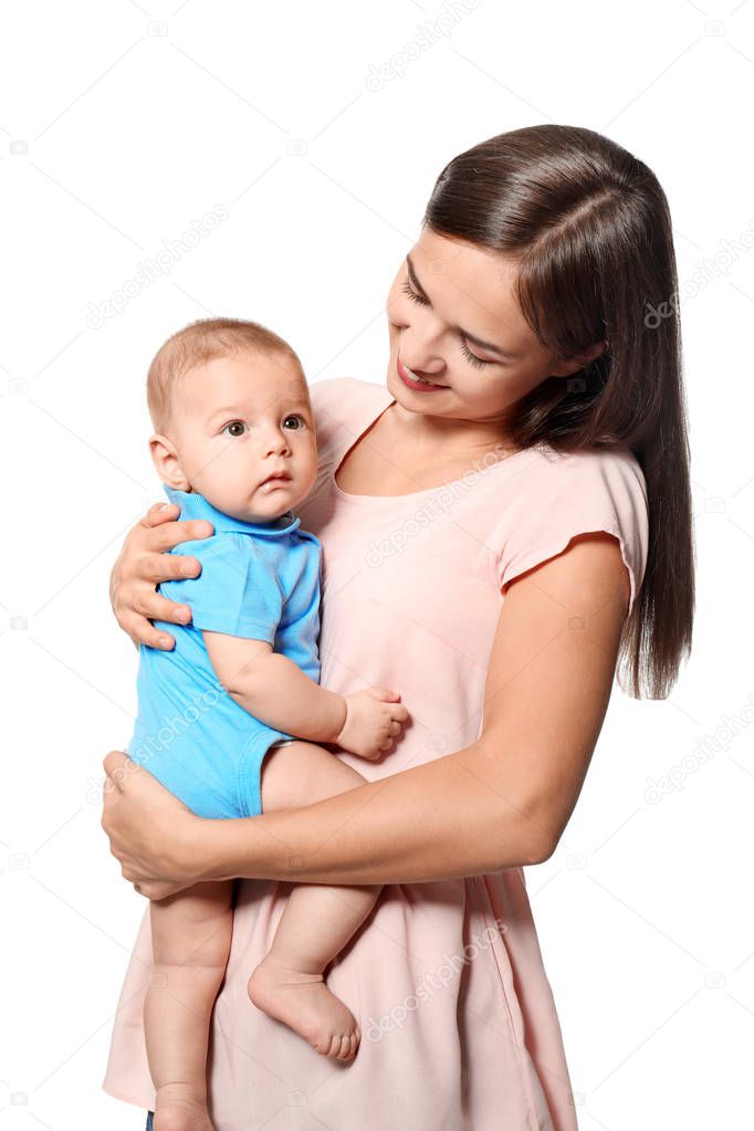 Happy young woman with cute baby