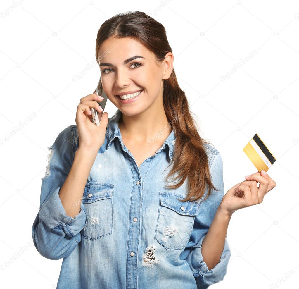 Young woman with credit card  