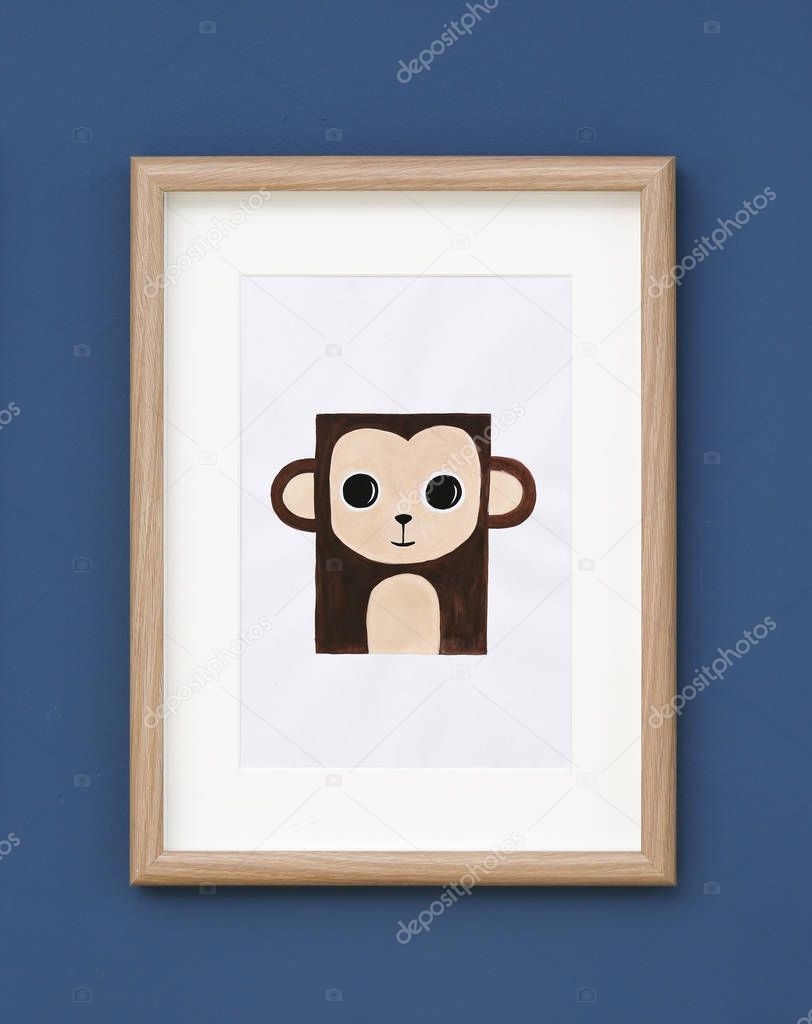 Picture of monkey on wall in baby room