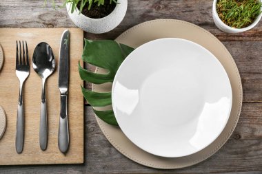 Akşam yemeği için Tablo ayarı Üstten Görünüm 