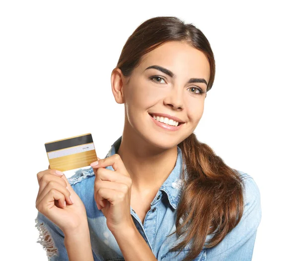 Young woman with credit card — Stock Photo, Image