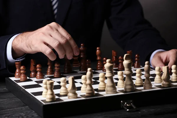 Young man with chess — Stock Photo, Image