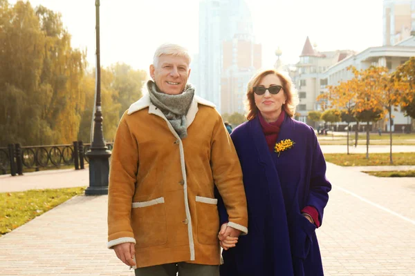 Casal de idosos no parque — Fotografia de Stock