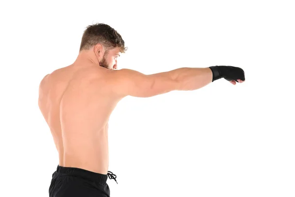 Boxeador masculino en blanco — Foto de Stock