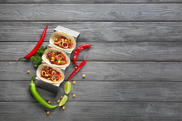 Close-up van heerlijke taco 's — Stockfoto