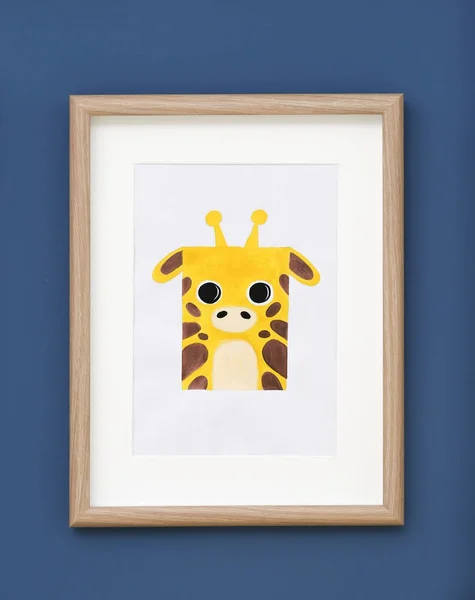 Obraz żyrafa na ścianie w pokoju dziecka — Zdjęcie stockowe