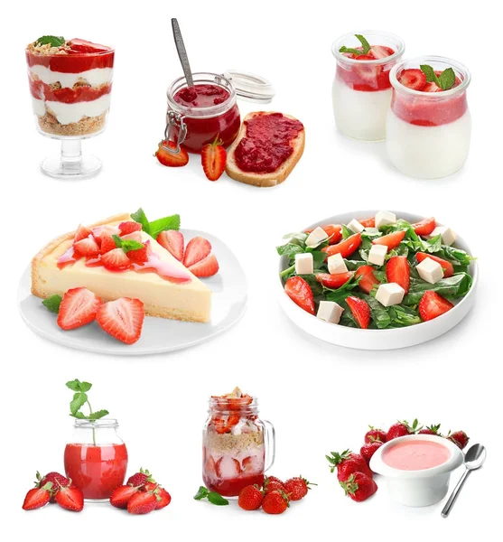 Different dishes with strawberry — Stock Photo, Image