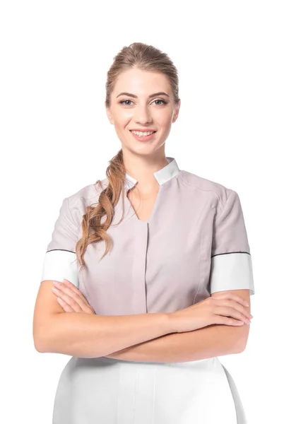 Beautiful young chambermaid — Stock Photo, Image