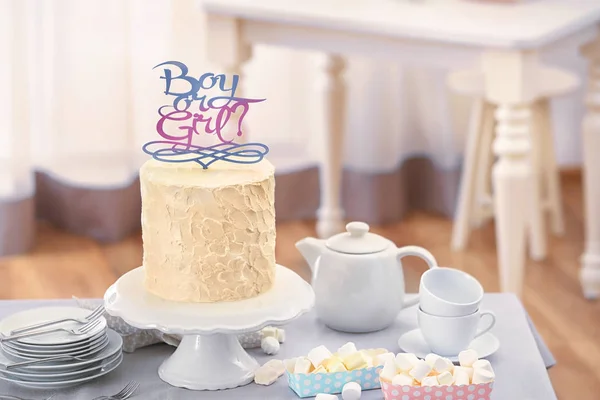Stoisko z pyszne ciasto na baby shower strony — Zdjęcie stockowe