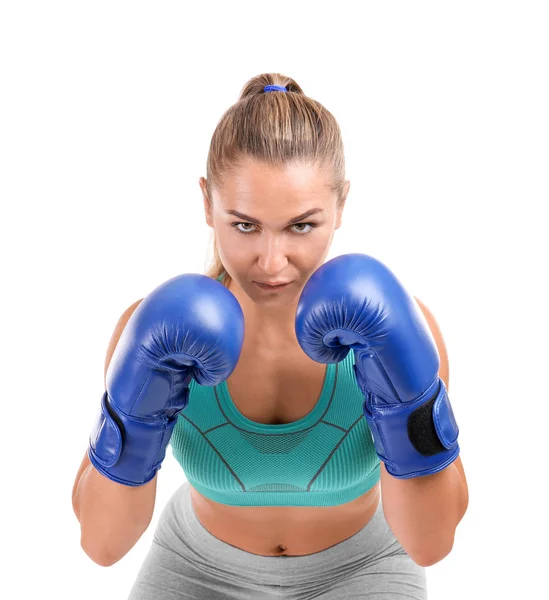 白の女性ボクサー — ストック写真