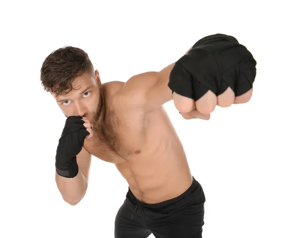 Manliga boxare på vit — Stockfoto