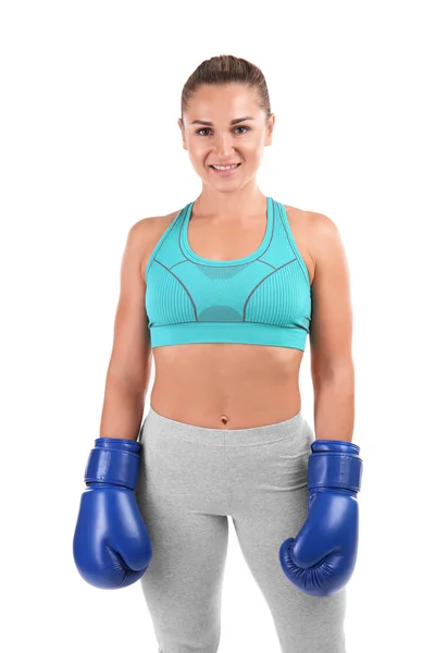 Mulher boxer em branco — Fotografia de Stock
