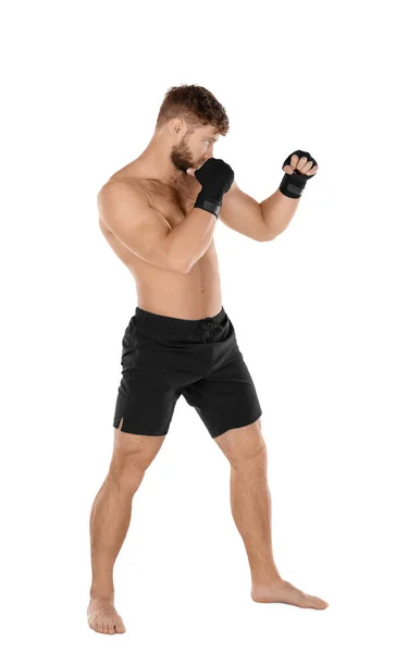 Male boxer on white — Stock Photo, Image