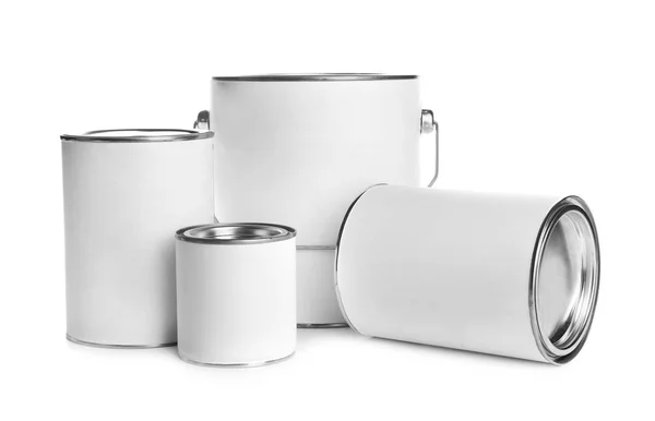 Paint cans, isolated on white — Stock Photo, Image