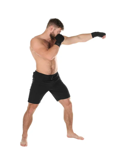 Чоловічий боксер на білому — стокове фото