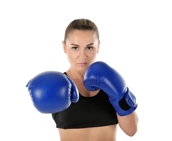 Female boxer on white Stock Picture