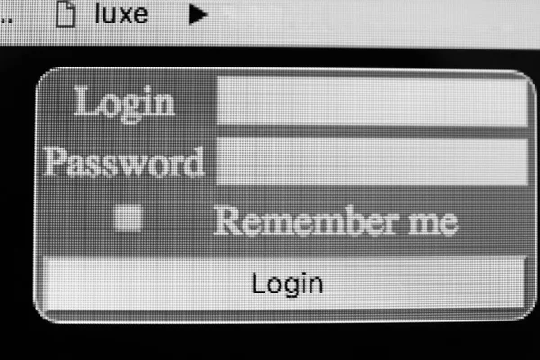 Log-in form on computer screen