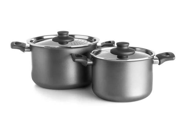 Saucepans on white background — Stock Photo, Image