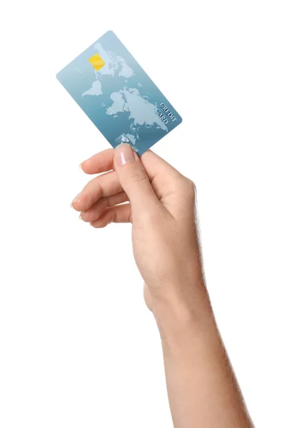 Kvinnans hand med kreditkort — Stockfoto