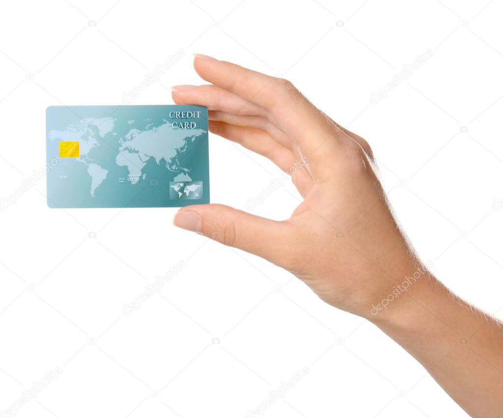 Woman's hand holding credit card 