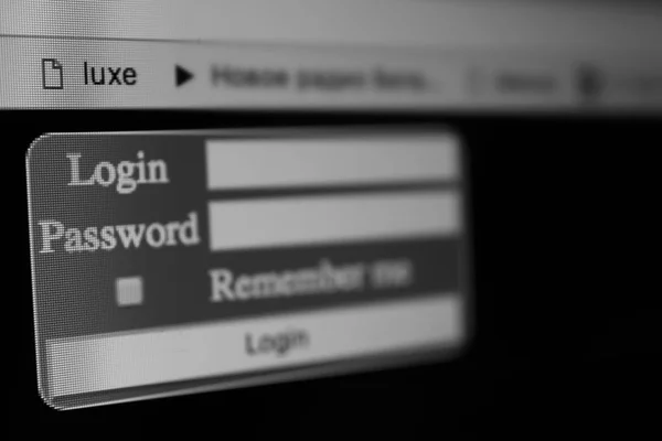 Log-in form on computer screen — Stock Photo, Image