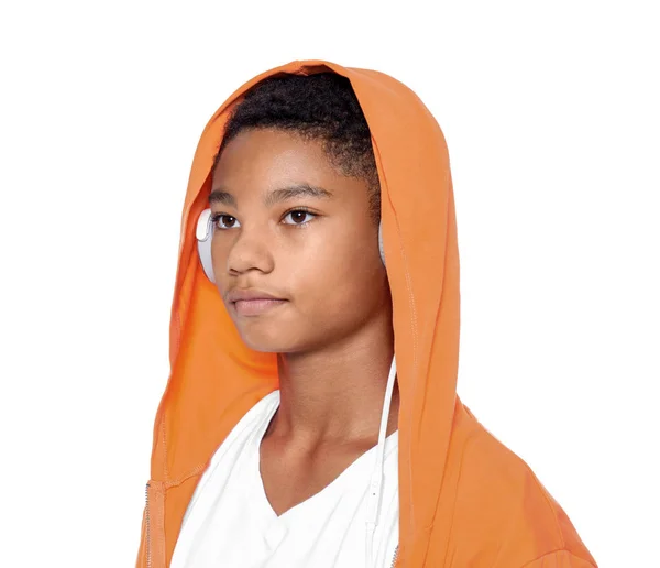 Афро-американський підліток з навушники — стокове фото