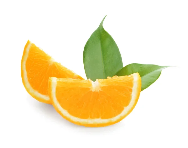 Yummy fresh orange slices on white background — Stock Photo, Image