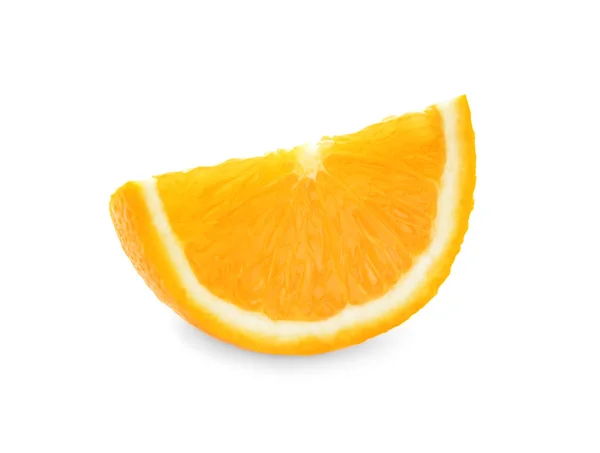 Deliciosa fatia de laranja fresca no fundo branco — Fotografia de Stock