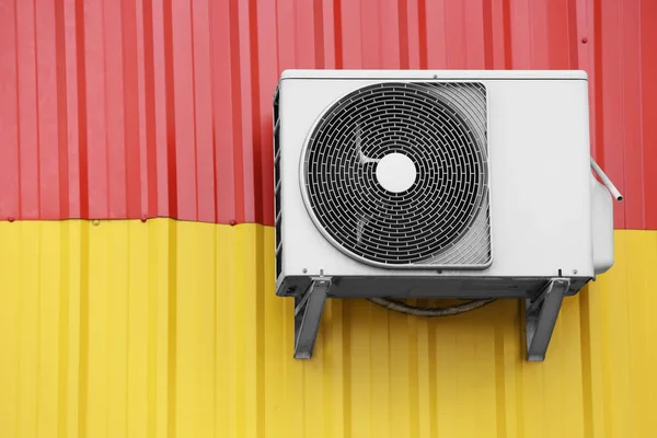 Air conditioner on metal wall — Stock Photo, Image