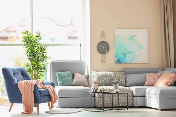 Living room with comfortable furniture — Stock Photo, Image