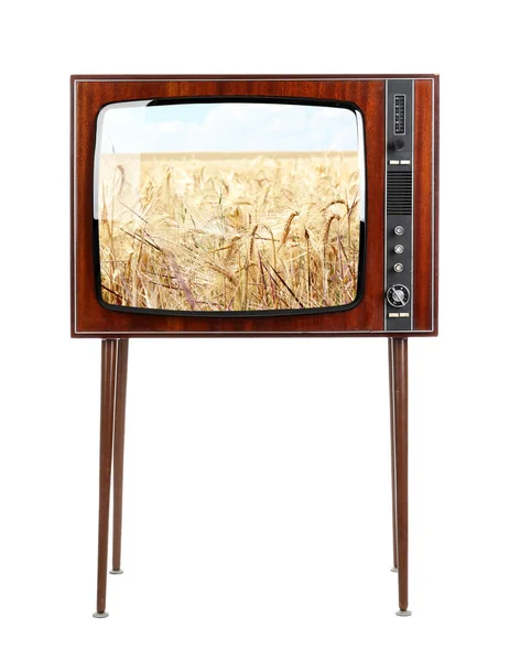 Retro tv op witte achtergrond — Stockfoto