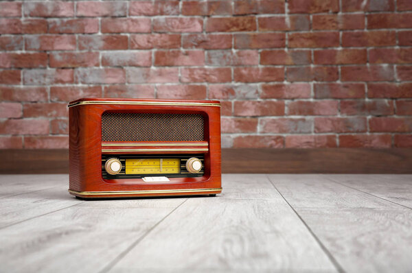 Retro radio on floor