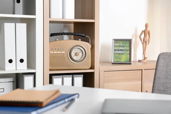 Modern radio on shelf in room — Stock Photo, Image
