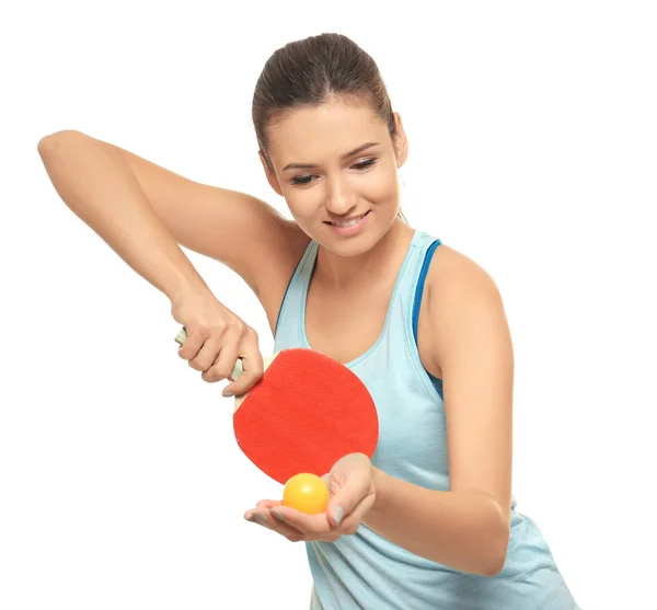 Young woman with tennis racket — Stock Photo, Image